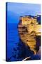 Bonifacio High Town on Limestone Cliff-Massimo Borchi-Stretched Canvas