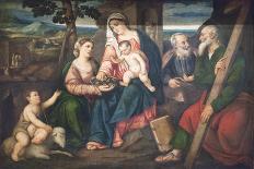 The Holy Family with Tobias and the Angel, Saint Dorothy-Bonifacio Veronese-Giclee Print
