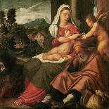 The Holy Family with Tobias and the Angel, Saint Dorothy-Bonifacio Veronese-Giclee Print