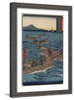 Bonito Fishing on the Ocean, Tosa Province, September 1855-Utagawa Hiroshige-Framed Giclee Print