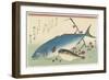 Bonito, Globefish and a Spray of Blossoming Plum, C. 1840-Utagawa Hiroshige-Framed Giclee Print