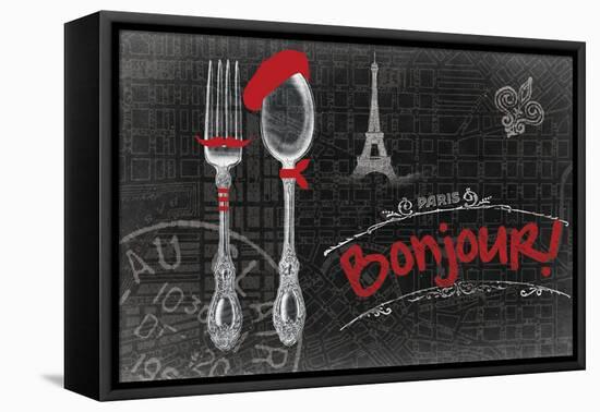 Bonjour 1-null-Framed Stretched Canvas