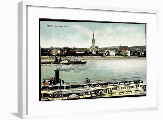 Bonn Beuel Am Rhein, Dampfer Barbarossa Mit Stadt-null-Framed Giclee Print