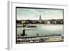 Bonn Beuel Am Rhein, Dampfer Barbarossa Mit Stadt-null-Framed Giclee Print