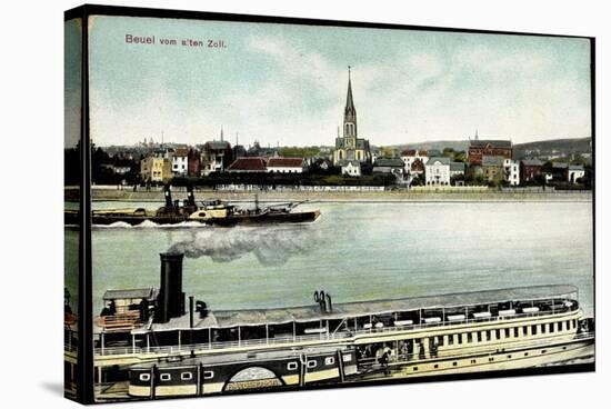 Bonn Beuel Am Rhein, Dampfer Barbarossa Mit Stadt-null-Stretched Canvas