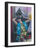 Bonne Annee, Couple Kissing, Lady in Vest-null-Framed Art Print