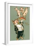 Bonne Annee, Dancing Pigs-null-Framed Art Print