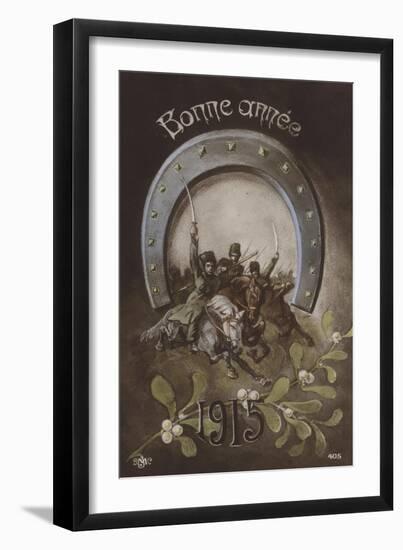 Bonne Annee, French New Year's Card, 1915-null-Framed Giclee Print