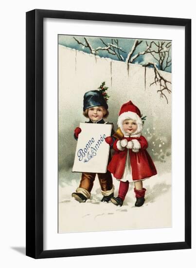 Bonne Annee with Two Children-null-Framed Giclee Print