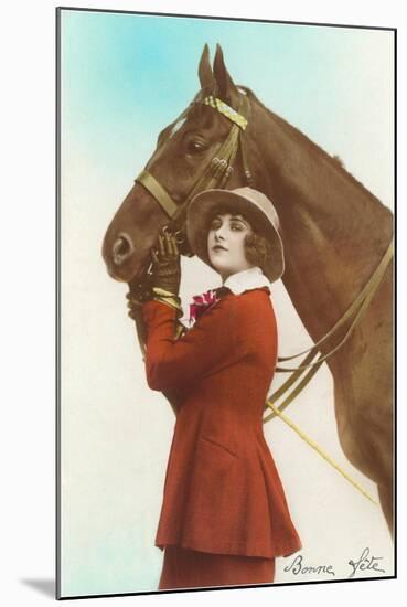 Bonne Fete, Girl with Horse-null-Mounted Art Print