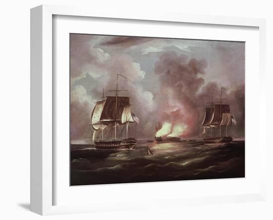 Bonnehomme Richard vs. the Serapis-Thomas Butterworth-Framed Giclee Print