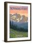 Bonners Ferry, Idaho - Bears and Spring Flowers-Lantern Press-Framed Art Print