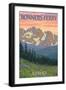 Bonners Ferry, Idaho - Bears and Spring Flowers-Lantern Press-Framed Art Print