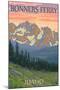 Bonners Ferry, Idaho - Bears and Spring Flowers-Lantern Press-Mounted Art Print
