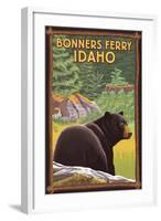 Bonners Ferry, Idaho - Black Bear in Forest-Lantern Press-Framed Art Print