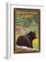 Bonners Ferry, Idaho - Black Bear in Forest-Lantern Press-Framed Art Print