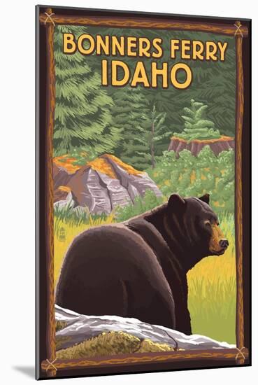 Bonners Ferry, Idaho - Black Bear in Forest-Lantern Press-Mounted Art Print