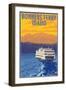 Bonners Ferry, Idaho - Ferry and Sunset-Lantern Press-Framed Art Print