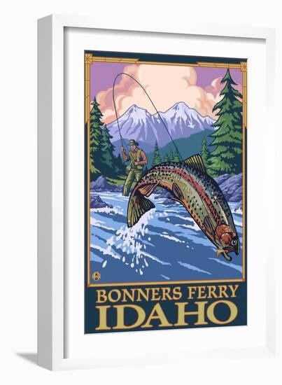 Bonners Ferry, Idaho - Fly Fishing Scene-Lantern Press-Framed Art Print