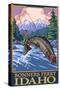 Bonners Ferry, Idaho - Fly Fishing Scene-Lantern Press-Stretched Canvas