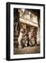 Bonnet Macaque (Macaca Radiata) Females Suckling Babies in Temple, Hampi, Karnataka, India, July-Paul Williams-Framed Photographic Print