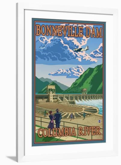 Bonneville Dam, Columbia River, Oregon-Lantern Press-Framed Art Print
