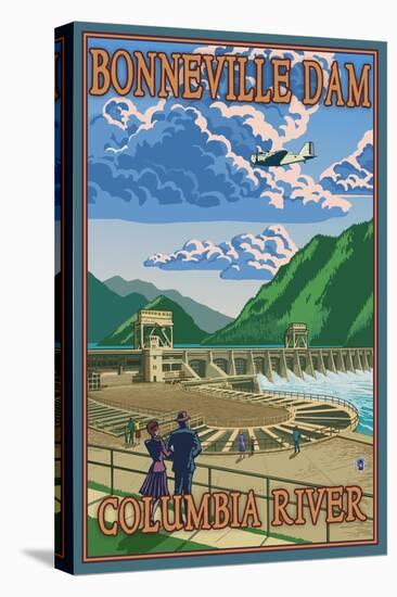 Bonneville Dam, Columbia River, Oregon-Lantern Press-Stretched Canvas