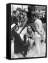 BONNIE AND CLYDE, 1967 directed by ARTHUR PENN On the set, Arthur Penn with Warren Beatty and Faye-null-Framed Stretched Canvas