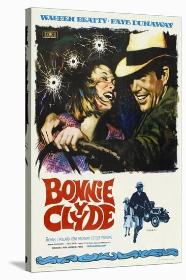 Bonnie and Clyde, Spanish Movie Poster, 1967-null-Stretched Canvas