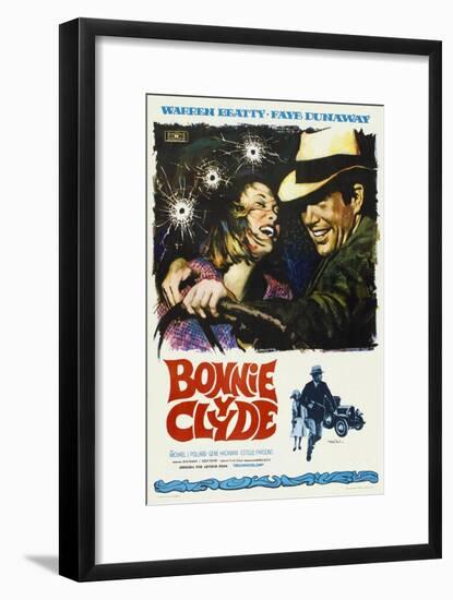 Bonnie and Clyde, Spanish Movie Poster, 1967-null-Framed Art Print