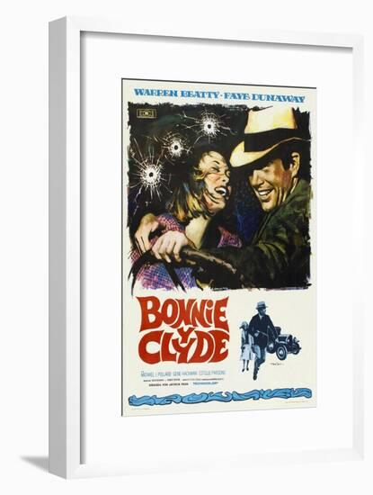 Bonnie and Clyde, Spanish Movie Poster, 1967-null-Framed Art Print