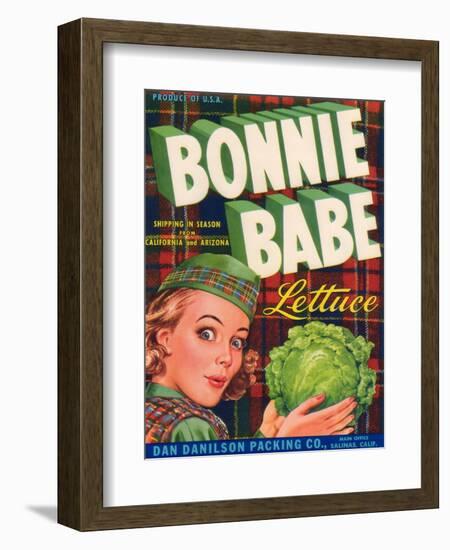 Bonnie Babe Lettuce Label - Salinas, CA-Lantern Press-Framed Art Print