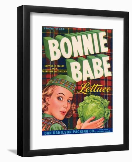 Bonnie Babe Lettuce Label - Salinas, CA-Lantern Press-Framed Art Print