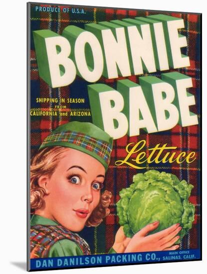 Bonnie Babe Lettuce Label - Salinas, CA-Lantern Press-Mounted Art Print
