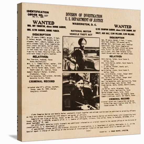 Bonnie & Clyde Wanted Poster-null-Stretched Canvas