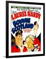 Bonnie Scotland, Oliver Hardy, June Lang, Stan Laurel on Window Card, 1935-null-Framed Photo