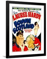 Bonnie Scotland, Oliver Hardy, June Lang, Stan Laurel on Window Card, 1935-null-Framed Photo