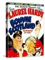 Bonnie Scotland, Oliver Hardy, June Lang, Stan Laurel on Window Card, 1935-null-Stretched Canvas