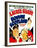 Bonnie Scotland, Oliver Hardy, June Lang, Stan Laurel on Window Card, 1935-null-Framed Photo