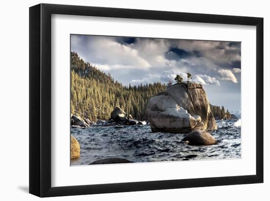 Bonsai Rock Lake Tahoe Nevada-null-Framed Art Print