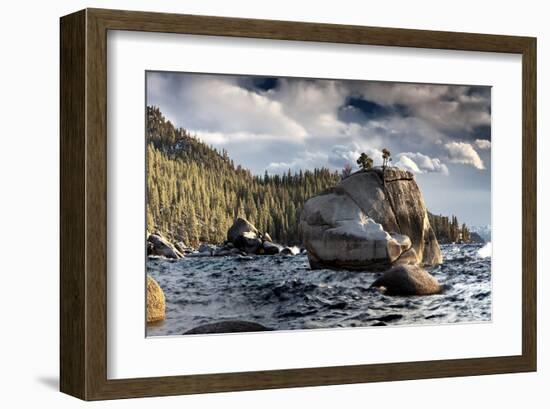 Bonsai Rock Lake Tahoe Nevada-null-Framed Art Print