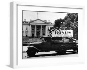 Bonus Army Veterans from Chattanooga, Parade Past White House in a Truck, May 18, 1932-null-Framed Photo