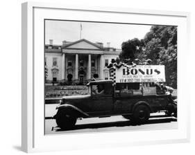 Bonus Army Veterans from Chattanooga, Parade Past White House in a Truck, May 18, 1932-null-Framed Photo