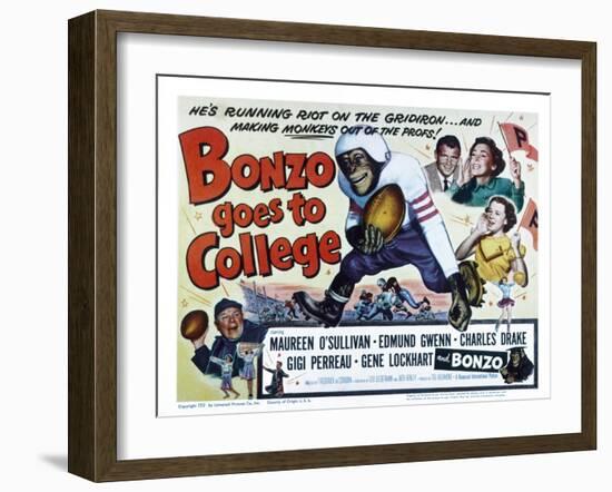 Bonzo Goes to College, Edmund Gwenn, Bonzo, Charles Drake, Maureen O'Sullivan, Gigi Perreau, 1952-null-Framed Photo