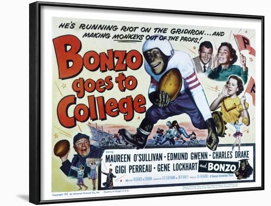Bonzo Goes to College, Edmund Gwenn, Bonzo, Charles Drake, Maureen O'Sullivan, Gigi Perreau, 1952-null-Framed Photo