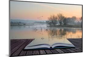 Book Concept Landscape of Lake in Mist with Sun Glow at Sunrise-Veneratio-Mounted Photographic Print