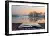 Book Concept Landscape of Lake in Mist with Sun Glow at Sunrise-Veneratio-Framed Photographic Print