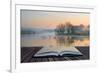 Book Concept Landscape of Lake in Mist with Sun Glow at Sunrise-Veneratio-Framed Photographic Print