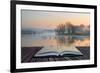 Book Concept Landscape of Lake in Mist with Sun Glow at Sunrise-Veneratio-Framed Photographic Print