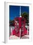 Book drop in Red Phone Booth with Rocket on it, Virginia-null-Framed Photographic Print